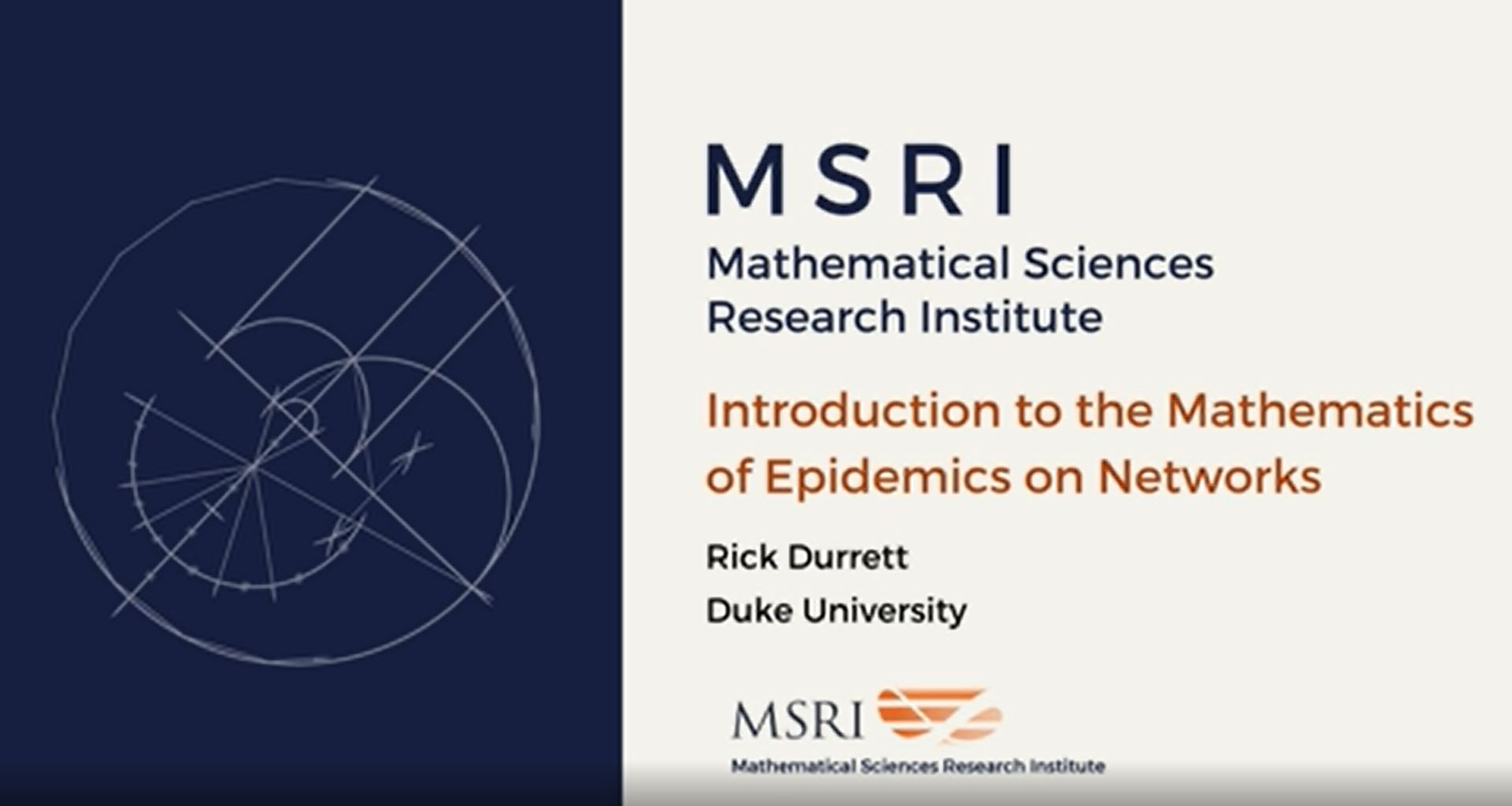 [Moved Online] Mathematical Models For Prediction And Control Of Epidemics - Introduction to the Mathematics of Epidemics on Networks Thumbnail