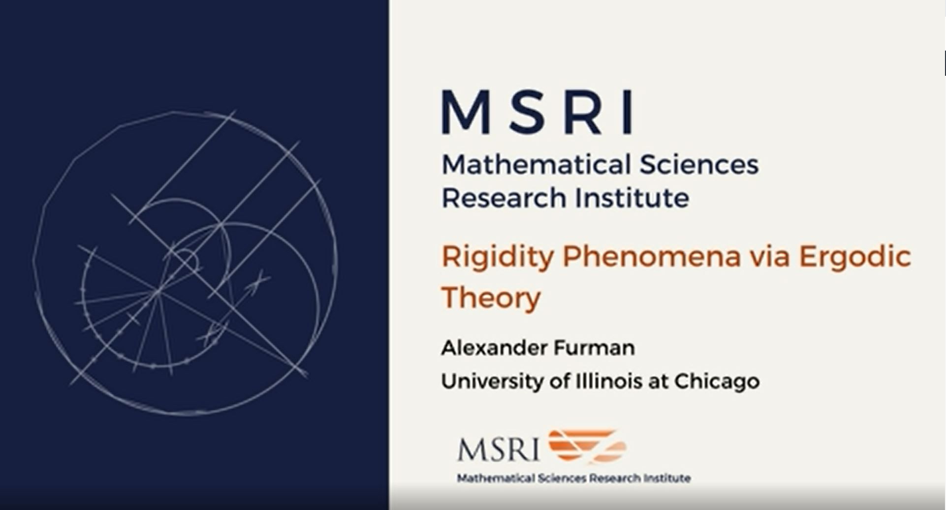 [Moved Online] Random And Arithmetic Structures In Topology: Introductory Workshop - Rigidity Phenomena via Ergodic Theory Thumbnail