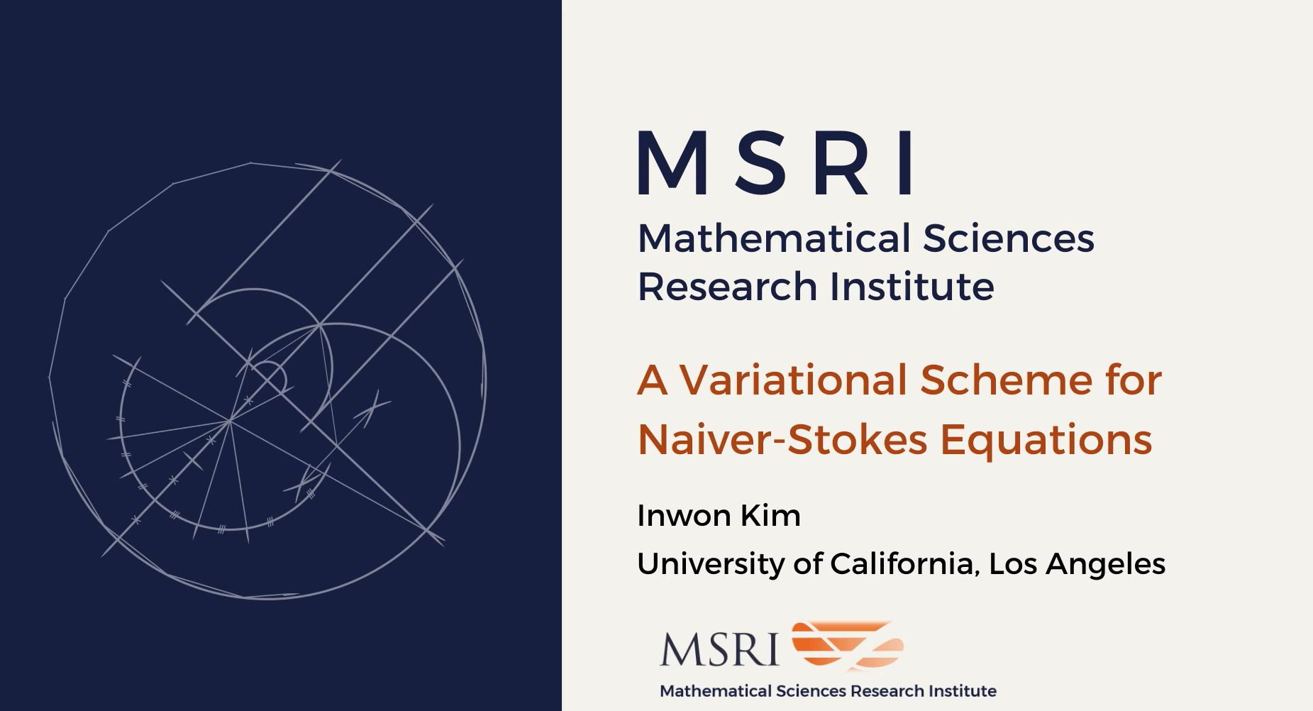 [Moved Online] Connections Workshop: Mathematical Problems In Fluid Dynamics - A variational scheme for Naiver-Stokes Equations Thumbnail