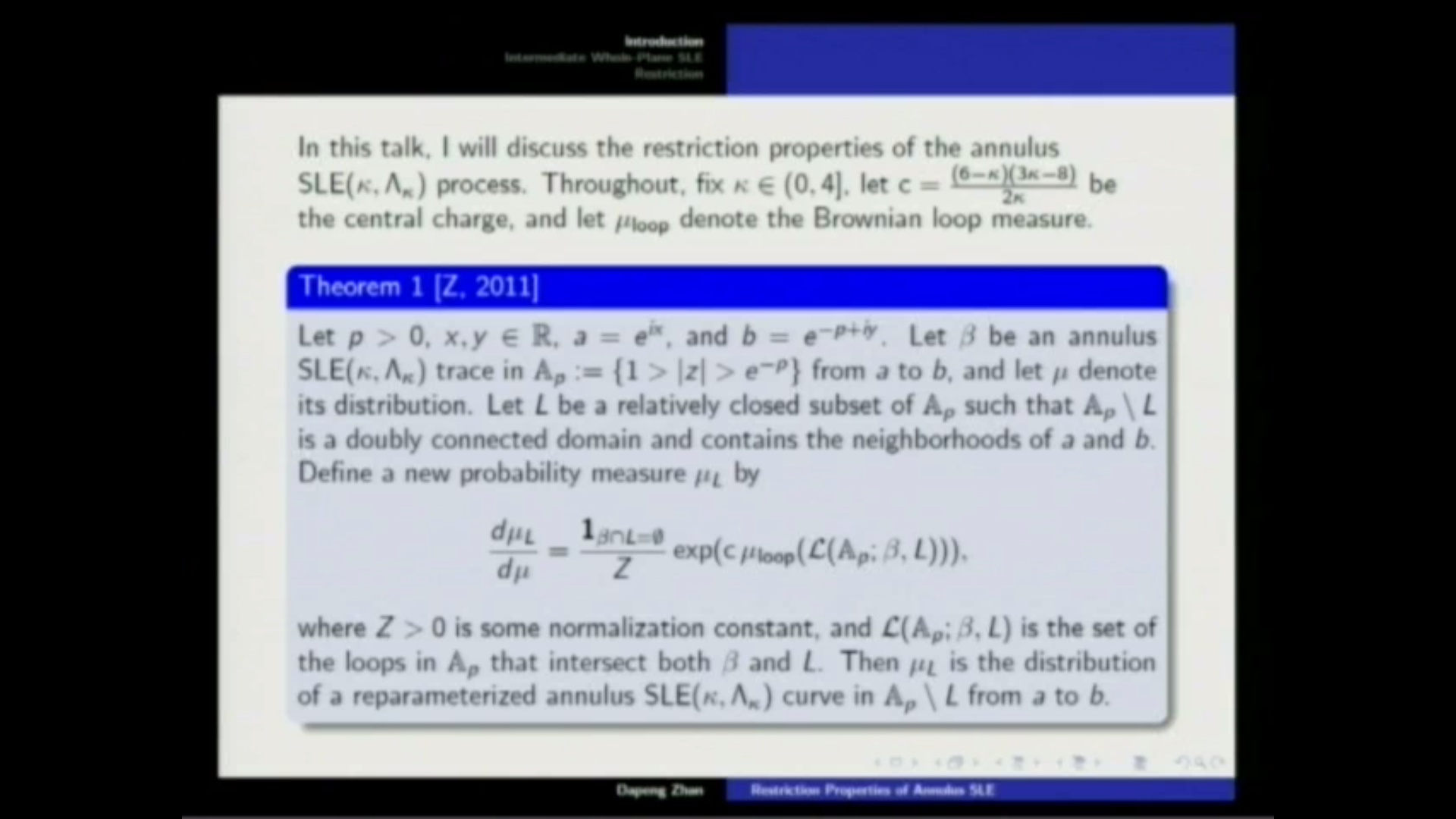 Restriction property of annulus SLE Thumbnail