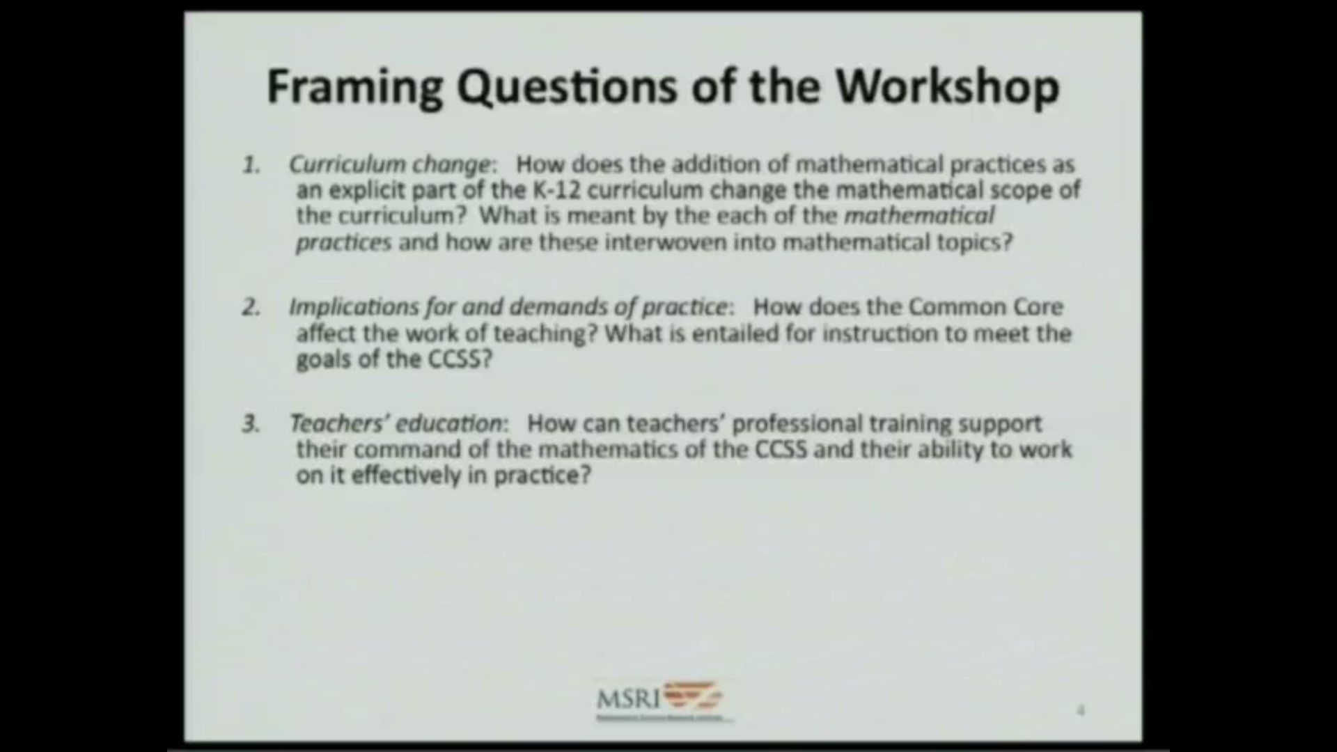 Critical Issues In Mathematics Education 2012: Teacher Education In View Of The Common Core, lecture 1 - Hopefully and Hopelessly American: The Challenge of the Common Core Thumbnail