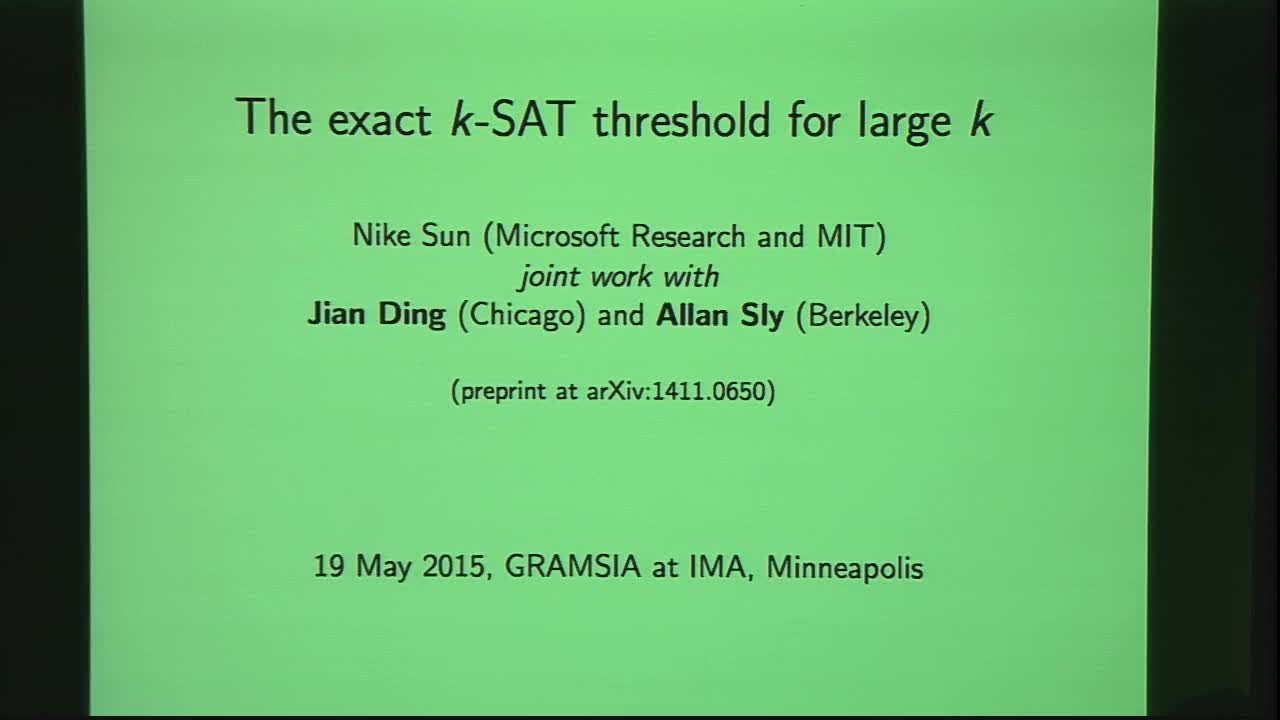 The Exact k-SAT Threshold for Large k Thumbnail