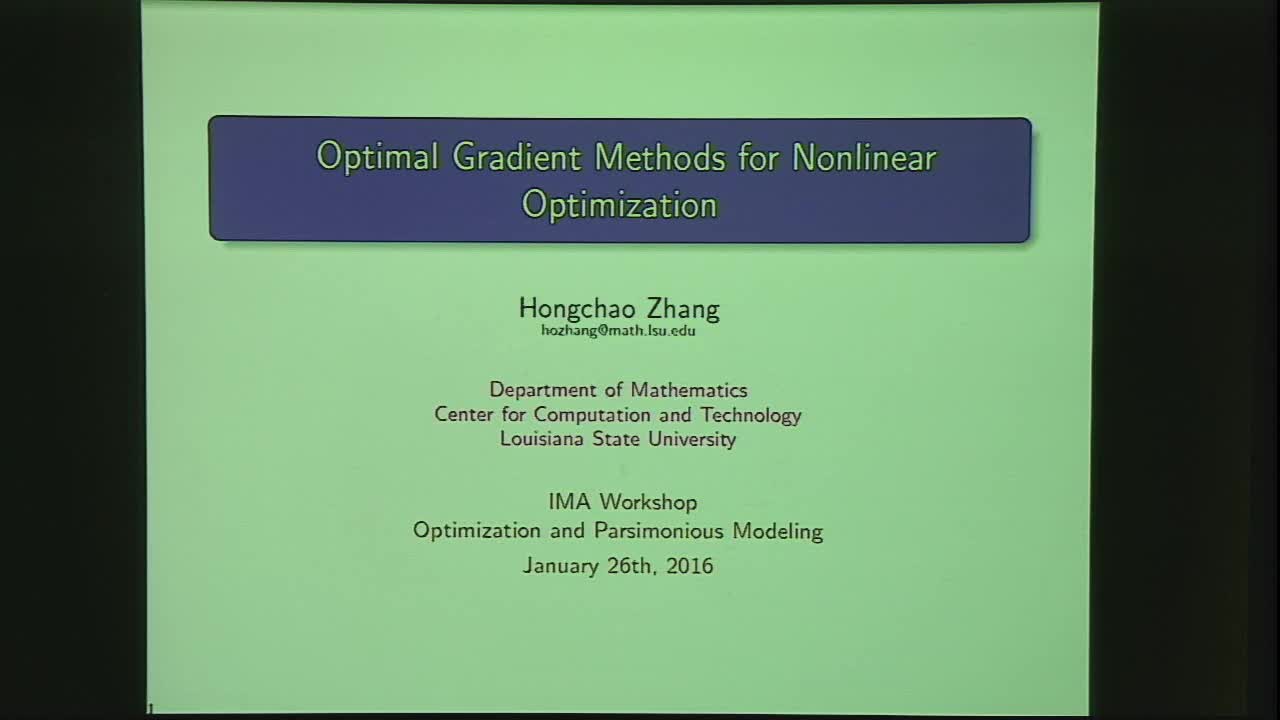 Optimal Gradient Methods for Nonlinear Optimization Thumbnail