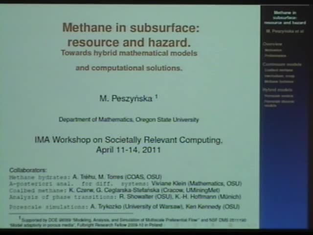 Methane in subsurface: resource and hazard.  Towards hybrid mathematical models and computational solutions Thumbnail