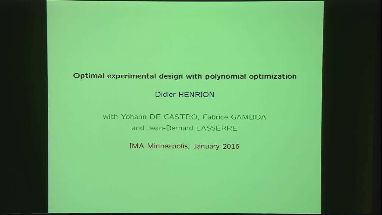 Optimal Experimental Design with Polynomial Optimization Thumbnail