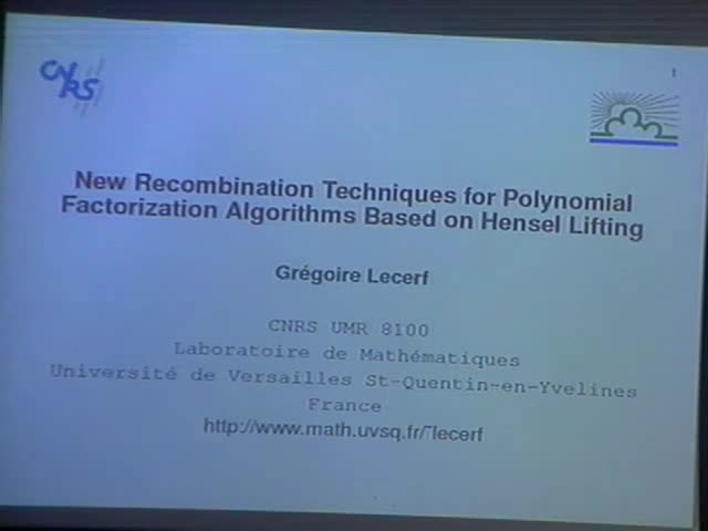 New Recombination Techniques for Polynomial Factorization Algorithms Based on Hensel Lifting Thumbnail