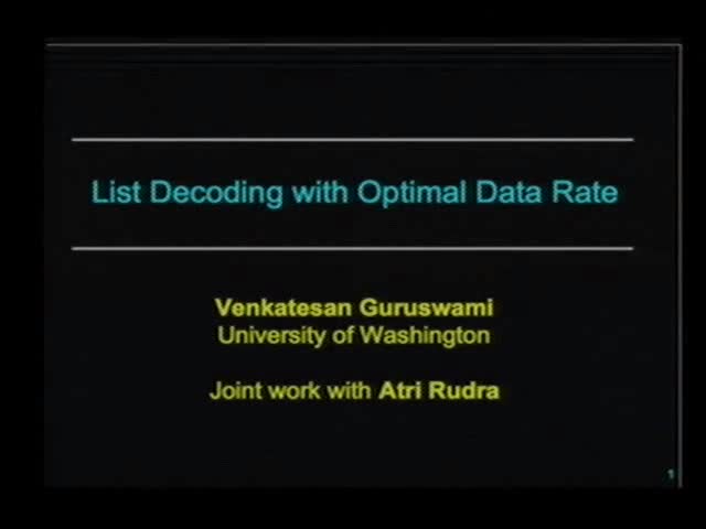 List Decoding with Optimal Data Rate Thumbnail