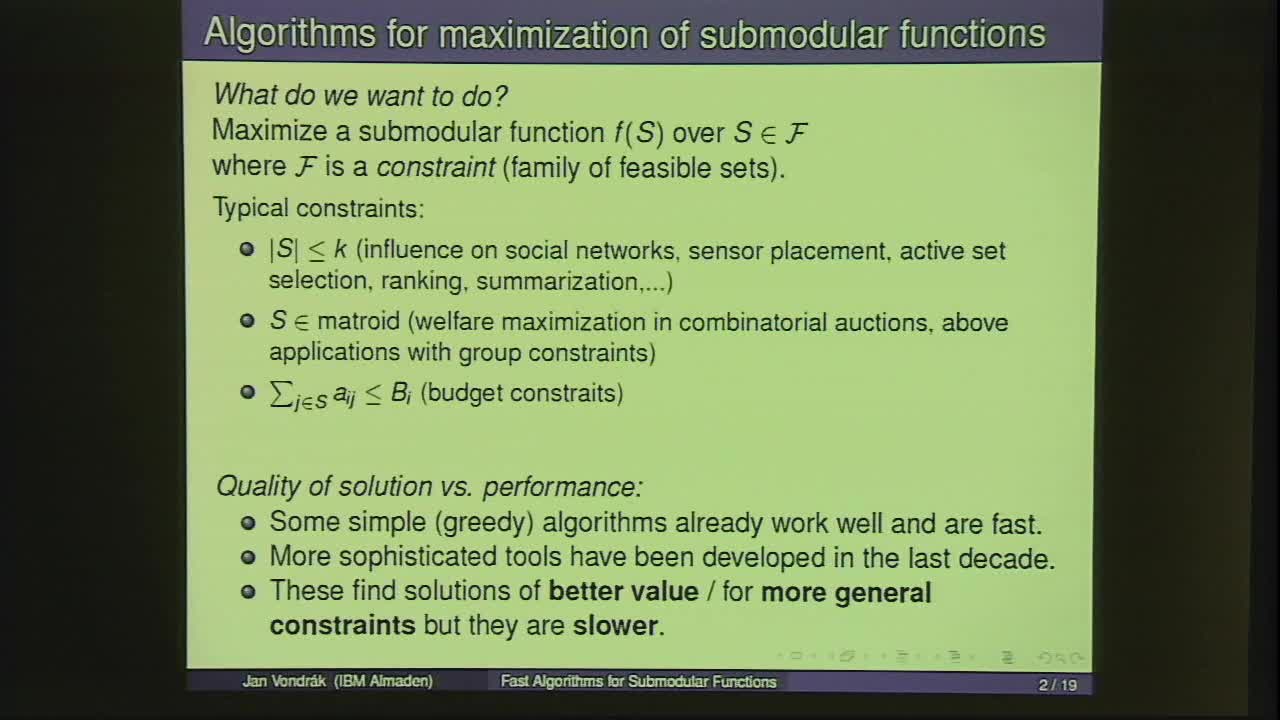 Fast Algorithms for Optimization of Submodular Functions Thumbnail