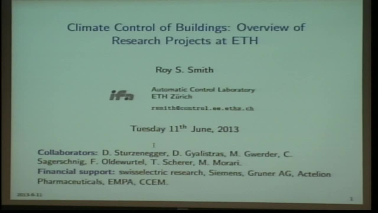 Climate Control of Buildings: Overview of Research Projects at ETH Thumbnail