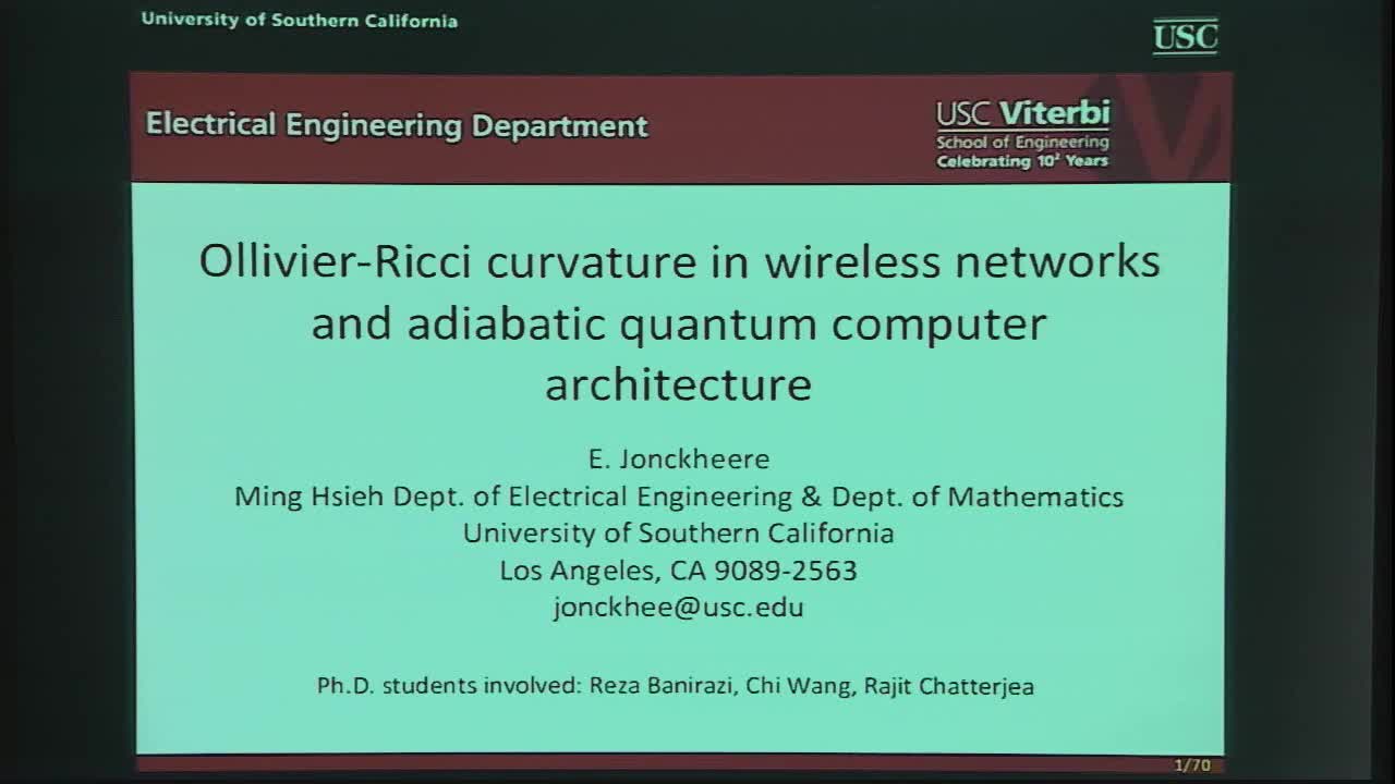 Ollivier-Ricci Curvature in Wireless Networks and Adiabatic Quantum Computer Architecture Thumbnail