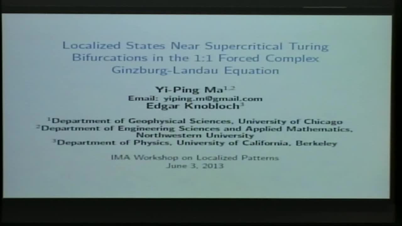 Localized States Near Supercritical Turing Bifurcations in the 1:1 Forced Complex Ginzburg-Landau Equation Thumbnail