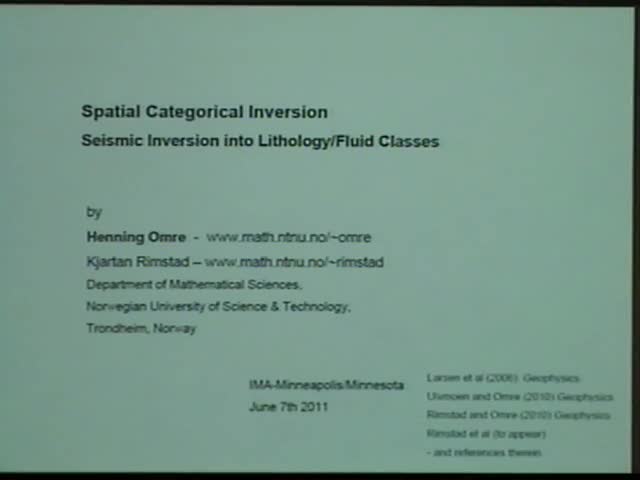 Spatial categorical inversion: Seismic inversion into lithology/fluid classes Thumbnail