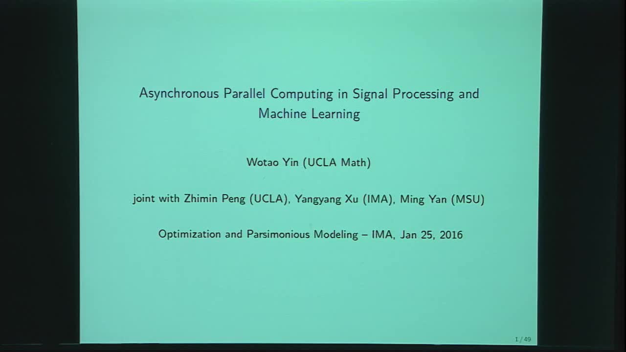 Asynchronous Parallel Computing in Signal Processing and Machine Learning Thumbnail