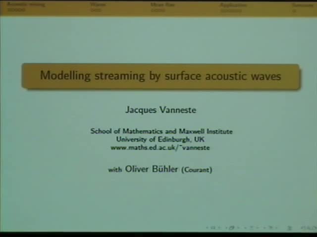 Modelling streaming by surface acoustic waves Thumbnail