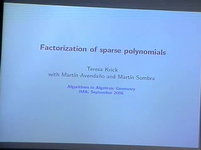 Factorization of Sparse Polynomials Thumbnail