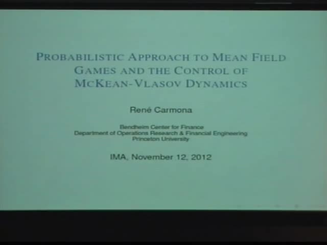 Probabilistic Approach to Mean Field Games and the Control of McKean-Vlasov Dynamics Thumbnail