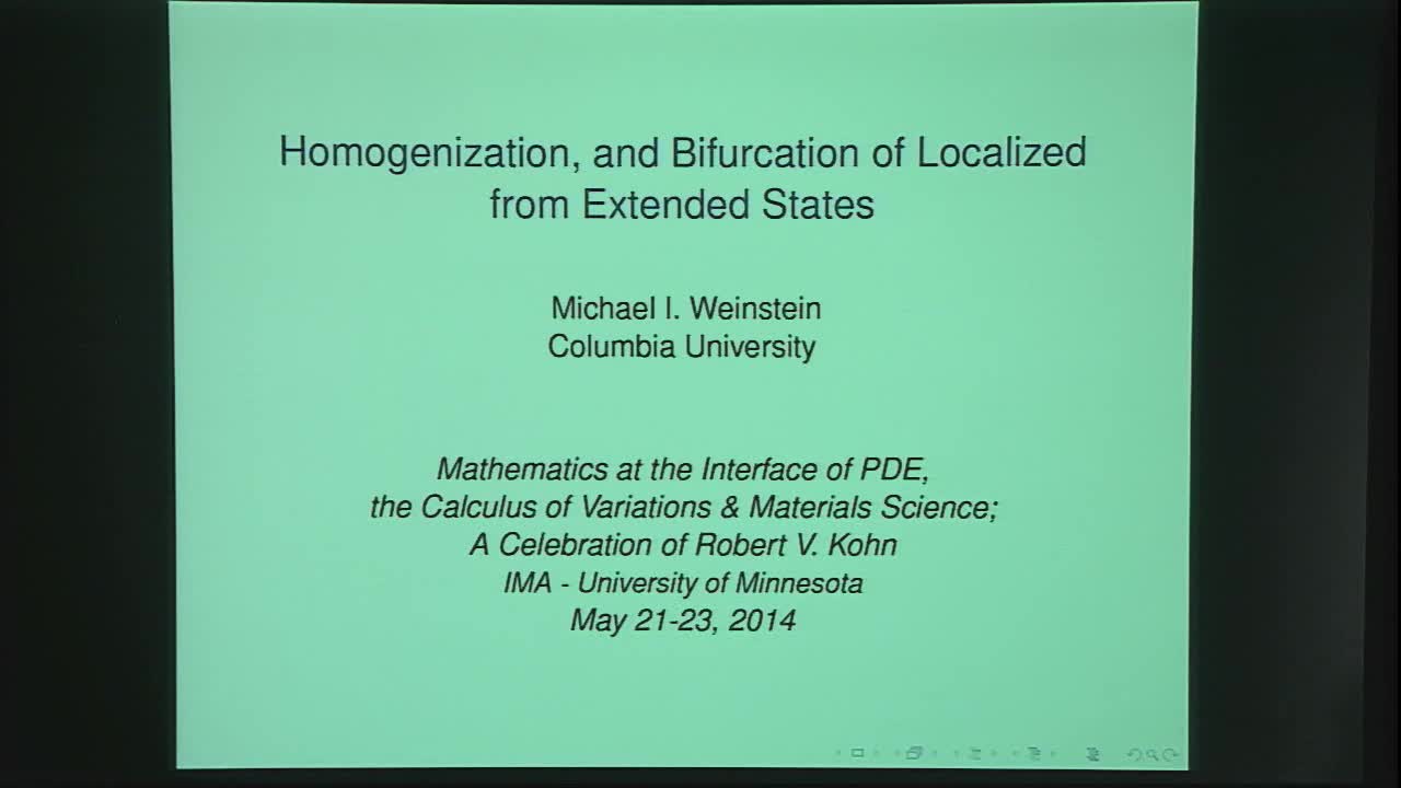 Homogenization, and Bifurcation of Localized from Extended States Thumbnail