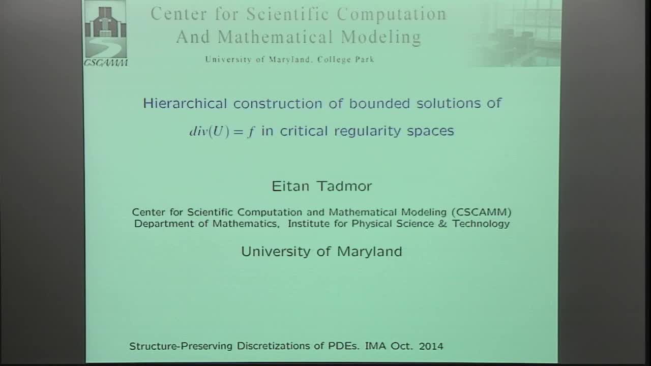 Hierarchical Construction of Bounded Solutions of div(U)=f in Critical Regularity Spaces Thumbnail