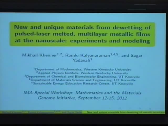 New and Unique Materials from Dewetting of Pulsed-laser Melted, Multilayer Metallic Films at the Nanoscale: Experiments and Modeling Thumbnail