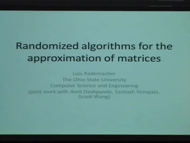 Randomized algorithms for the approximation of matrices Thumbnail