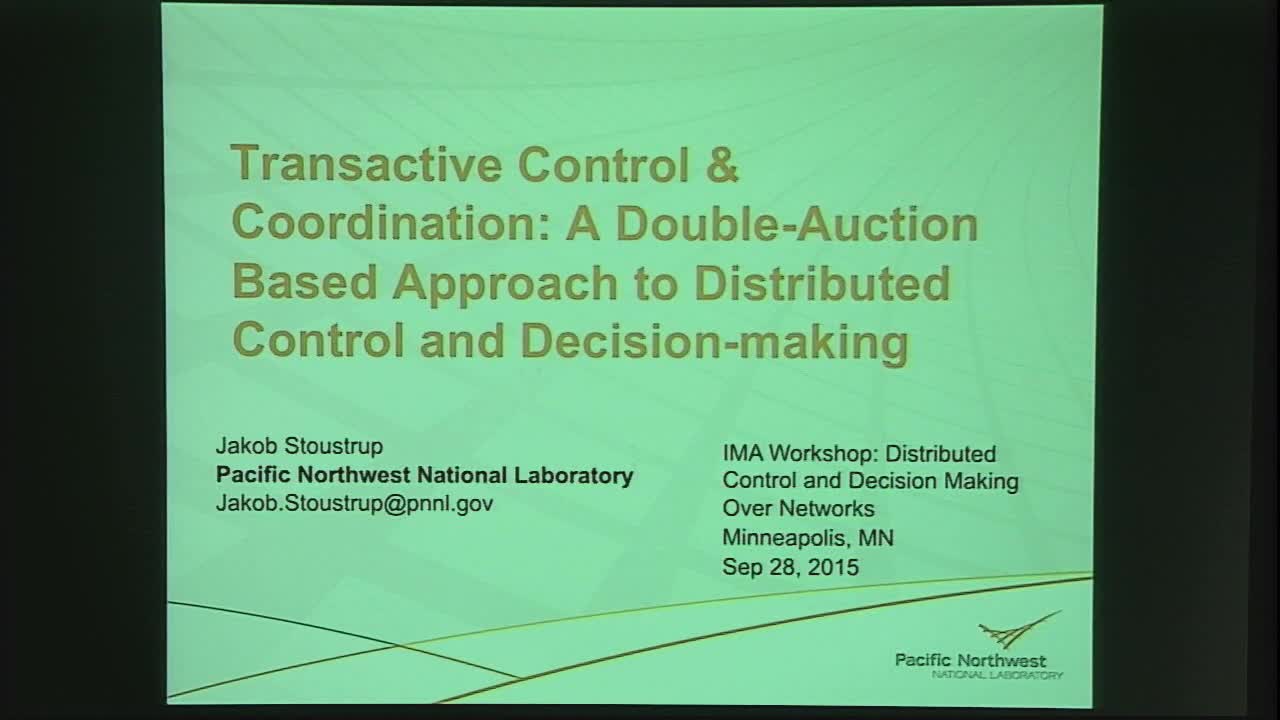 Transactive Control & Coordination: A Double-auction Based Approach to Distributed Control and Decision-making Thumbnail