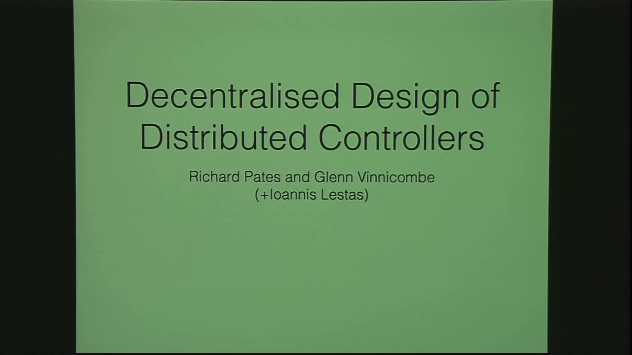 Decentralised Design of Distributed Controllers Thumbnail