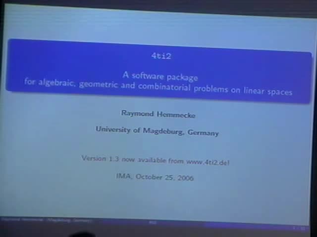 4ti2 -- A Software Package for Algebraic, Geometric and Combinatorial Problems 
on Linear Spaces Thumbnail