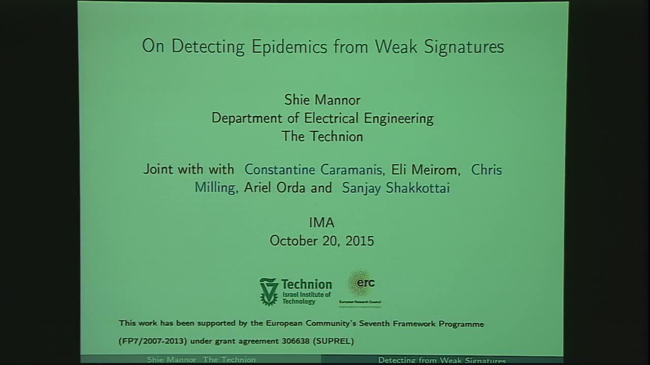 On Detecting Epidemics from Weak Signatures Thumbnail