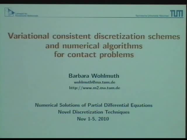 Variational consistent discretization schemes and numerical algorithms for contact problems Thumbnail