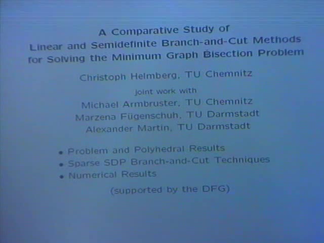 A comparative study of linear and semidefinite branch-and-cut
methods for solving the minimum graph bisection problem Thumbnail