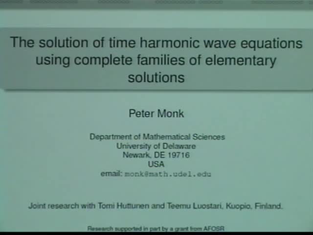 The solution of time harmonic wave equations using complete families of elementary solutions Thumbnail