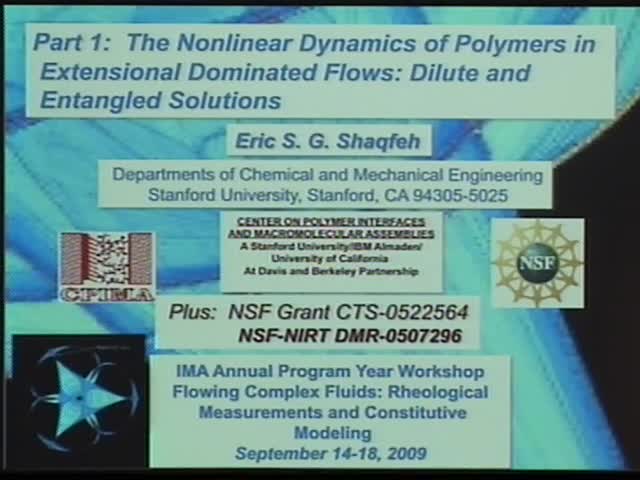 Part 1:  The nonlinear dynamics of  DNA/polymers in extensional
dominated flows: Solutions and melts<br><br>
Part 2: Margination of  micro- and nano- particles in the flow
through microchannels Thumbnail