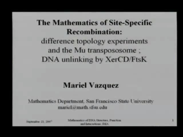 The Mathematics of Site-specific Recombination: 1. Difference Topology
Experiments and the Mu Tranpososome; 2. DNA Unlinking by XerCD/FtsK Thumbnail