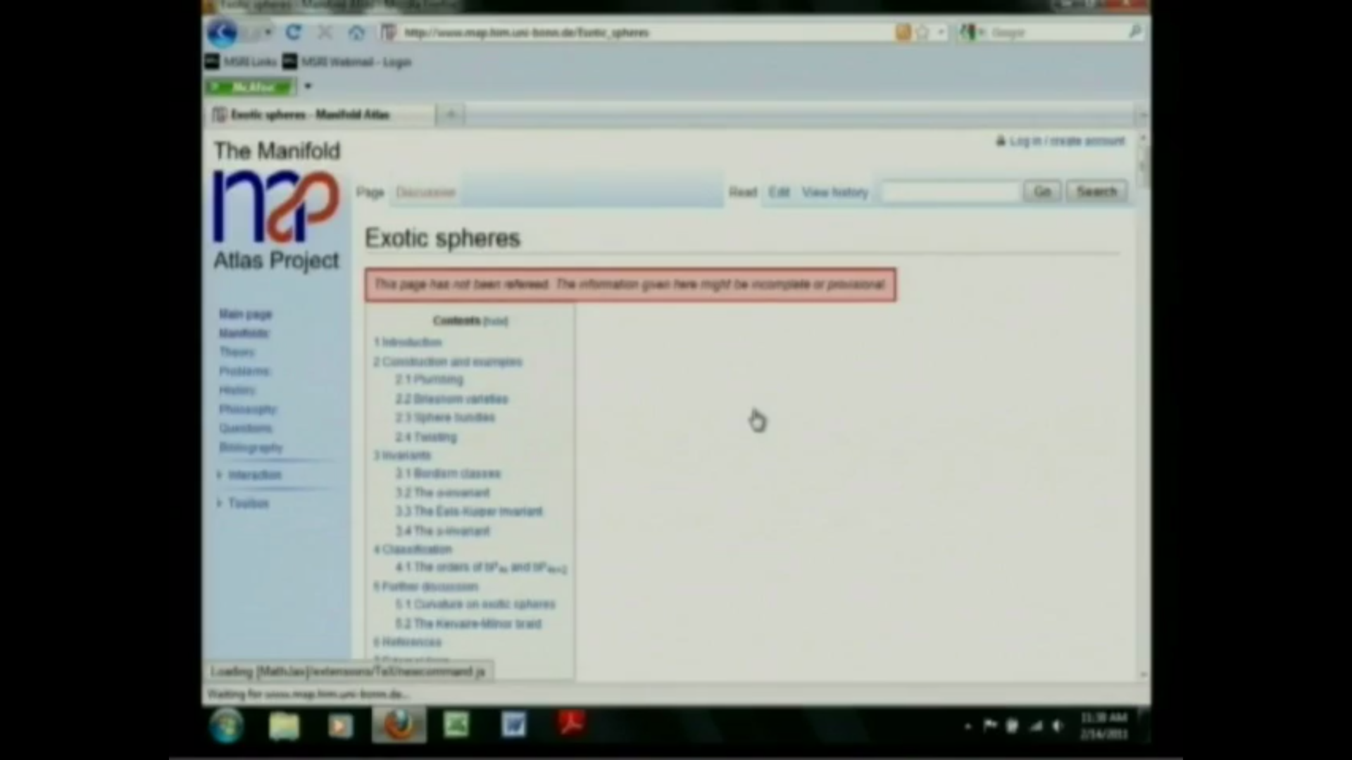 Workshop on Mathematical Journals, lec. 6 - The Manifold Atlas Project - a Model for Future Publishing? Thumbnail