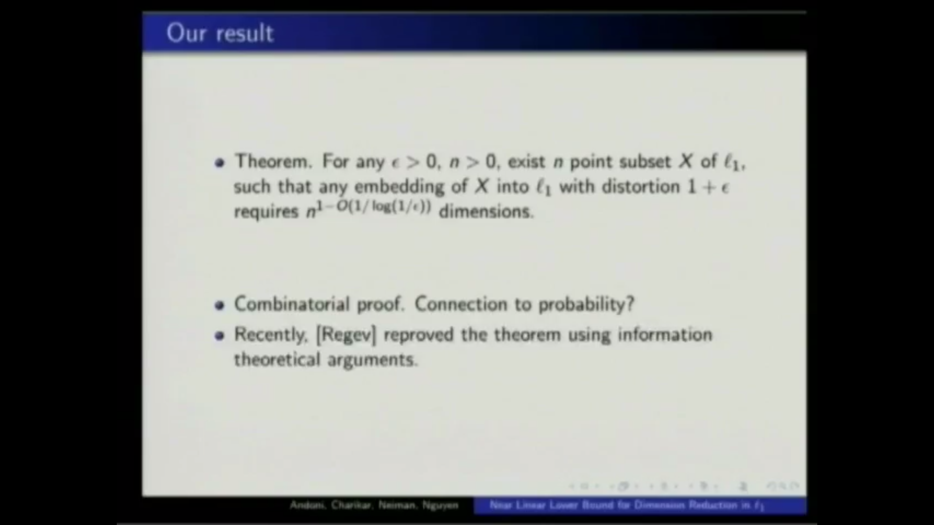 Near-Linear Lower Bound for Dimension Reduction in L1 Thumbnail