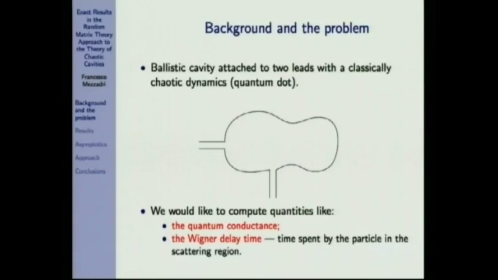 Exact results in the Random Matrix Theory approach to the theory of chaotic cavities Thumbnail