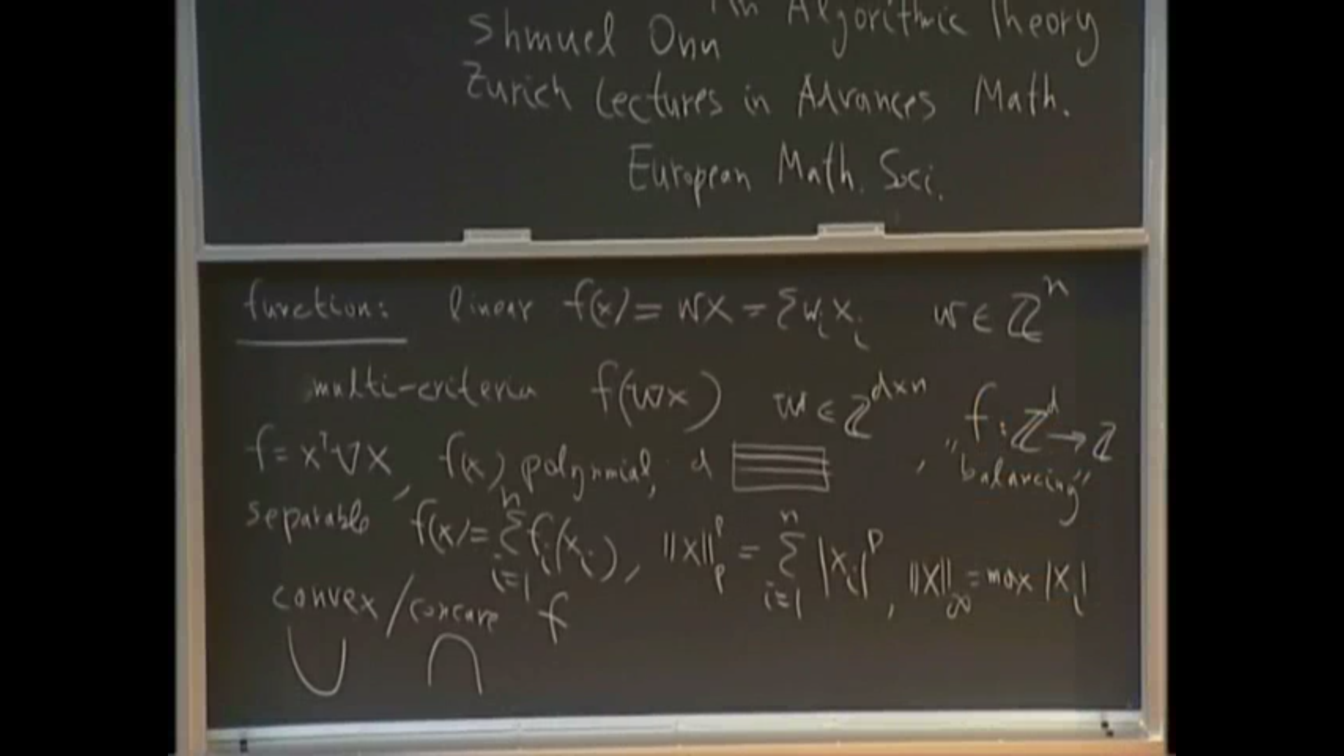 Algebraic, Geometric, And Combinatorial Methods For Optimization: lecture 15 Thumbnail