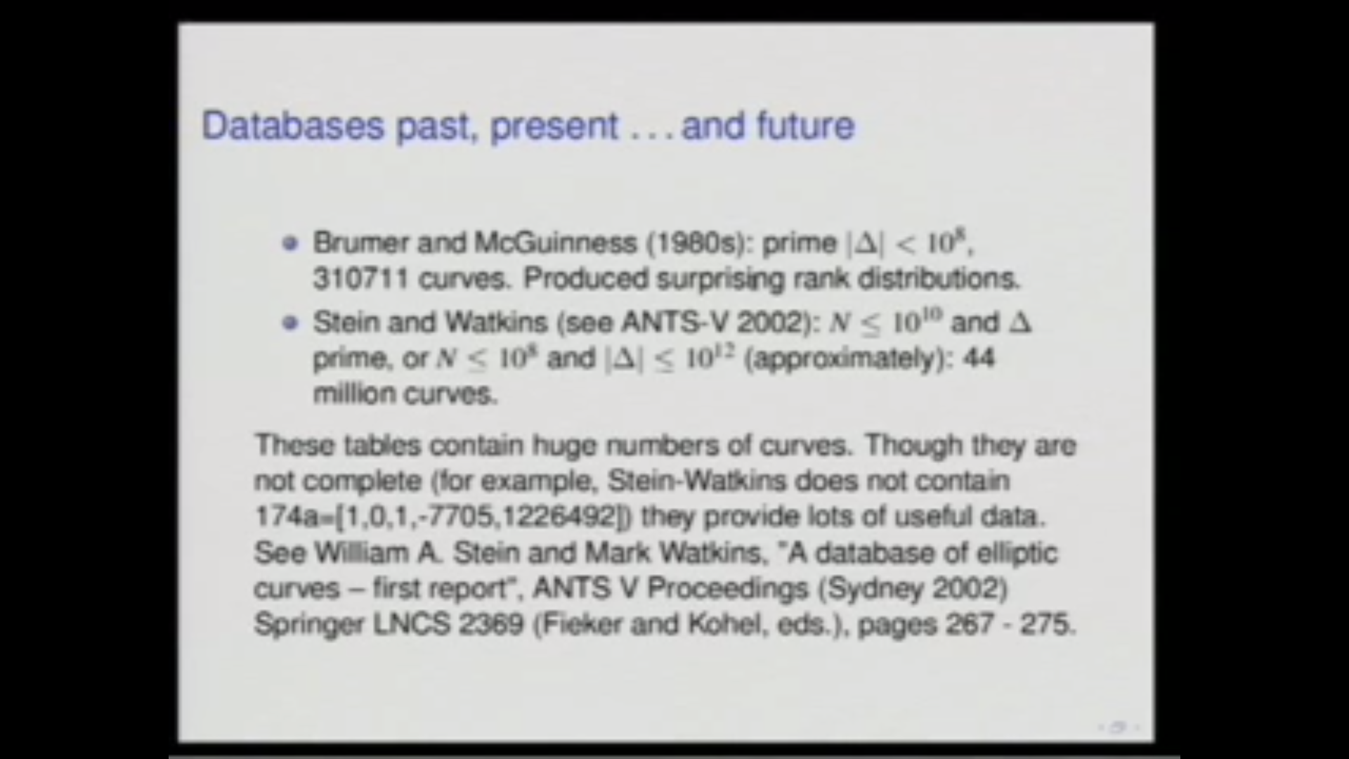 Tables of Elliptic Curves Thumbnail