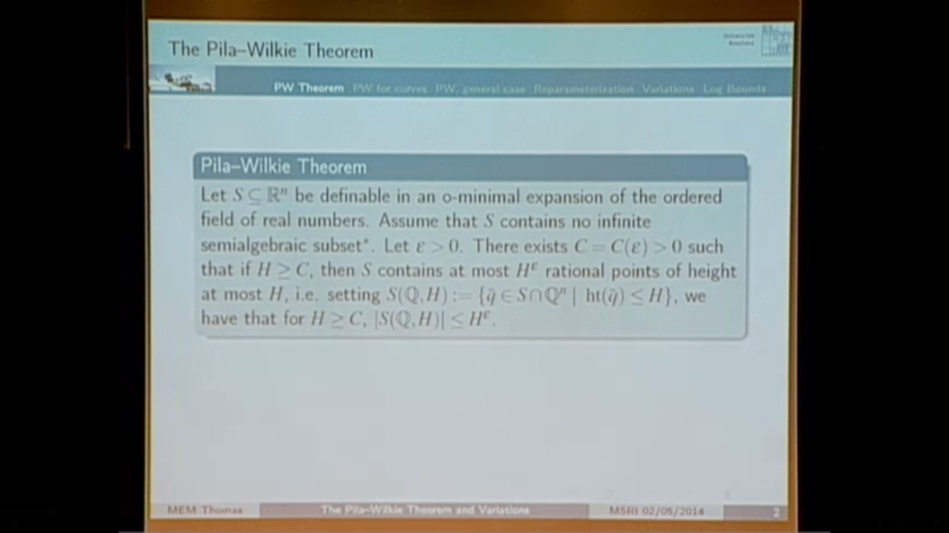 The Pila-Wilkie Theorem and variations Thumbnail