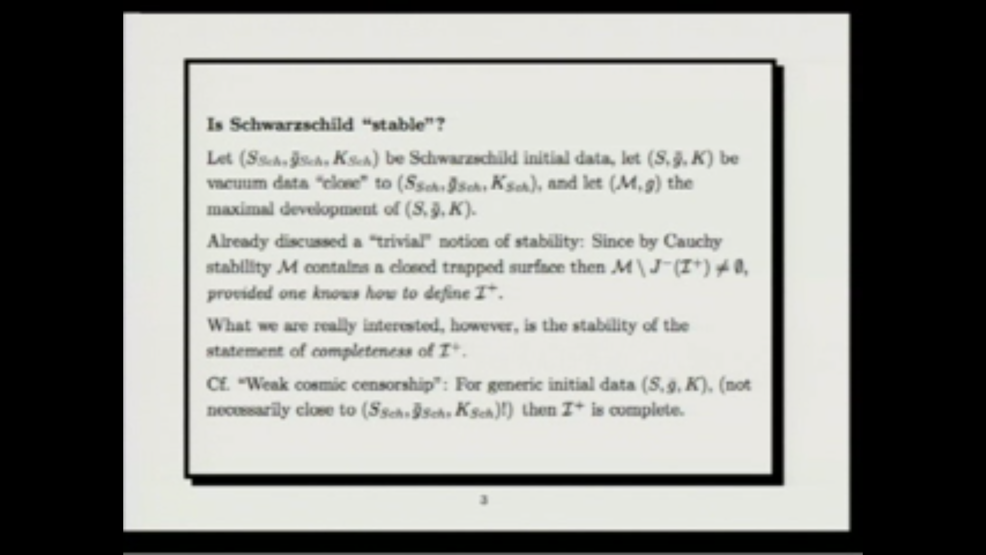 The black hole stability problem Thumbnail