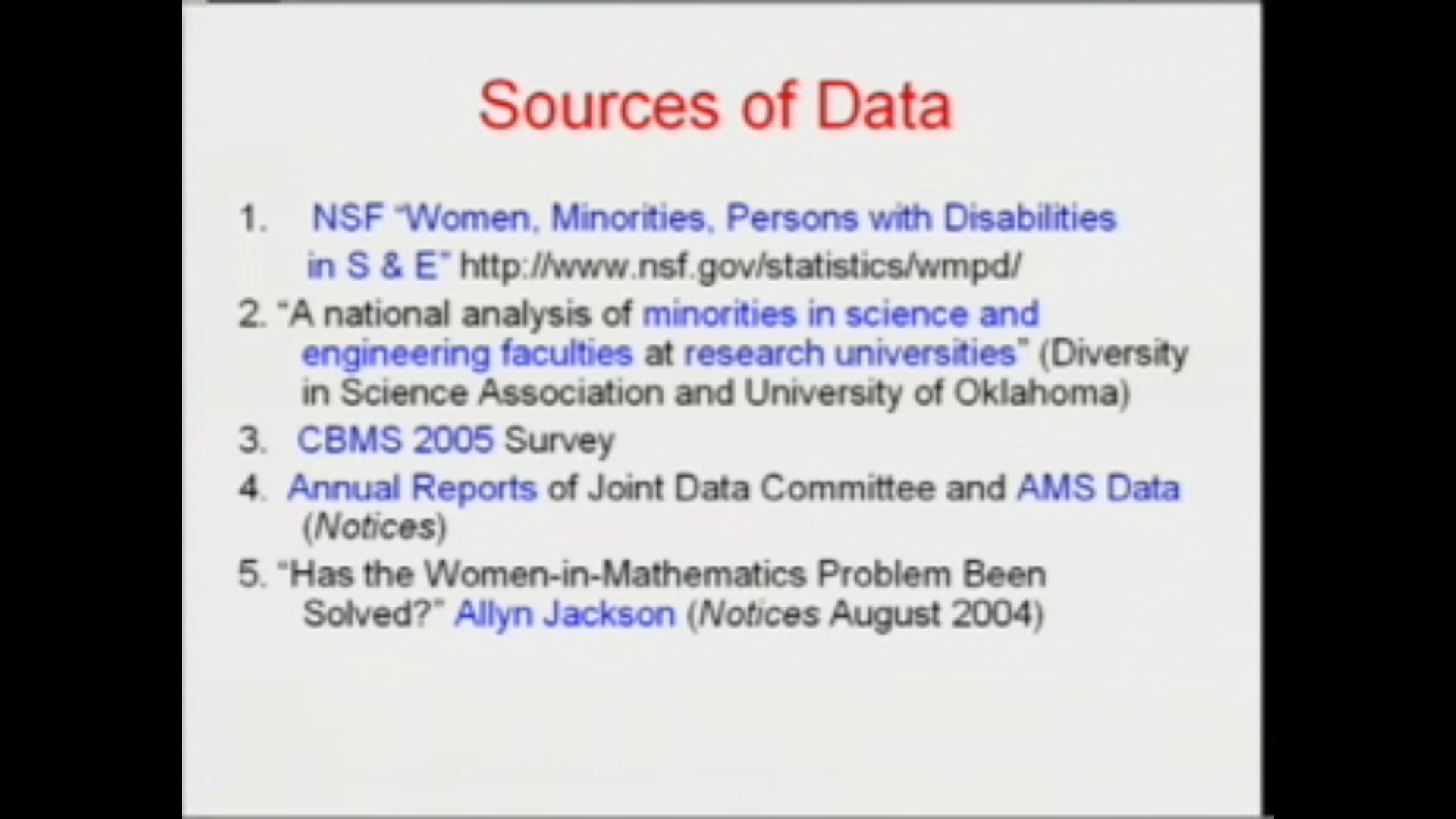 Framing the Issues: What the Data Show, and What We Know about Diversity in the Mathematics Community Thumbnail