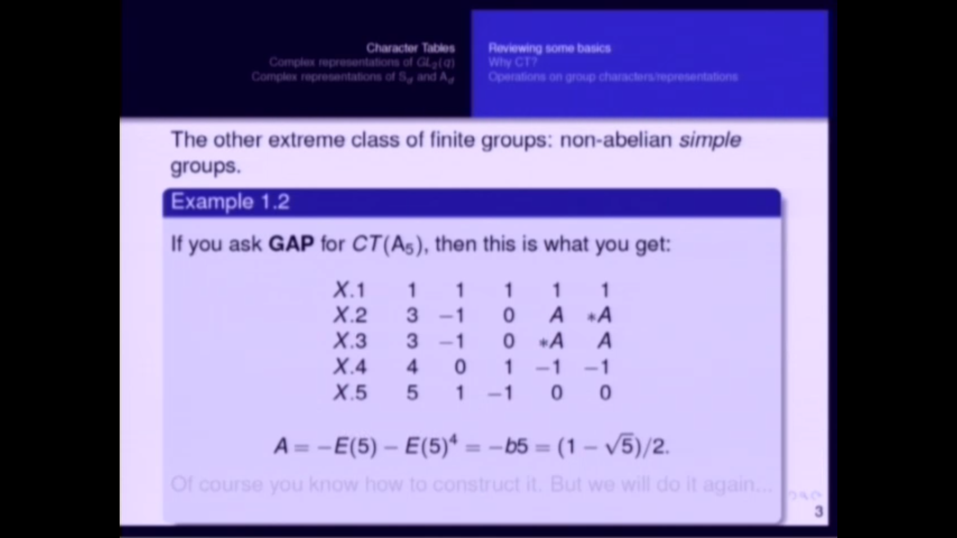 An Introduction To Character Theory And The McKay Conjecture, lecture 14 Thumbnail