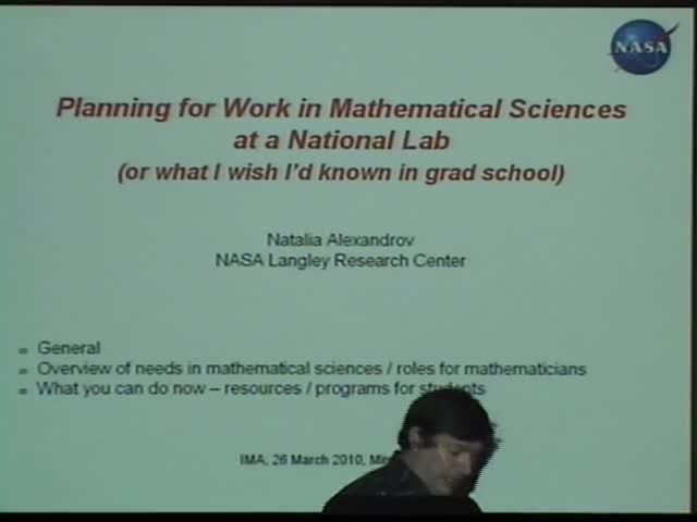 Planning for work in mathematical sciences at a national
laboratory
 Thumbnail