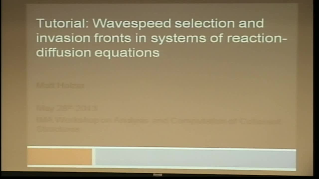 Mini-Symposium: Wavespeed Selection in Systems of Reaction-Diffusion Equations Thumbnail