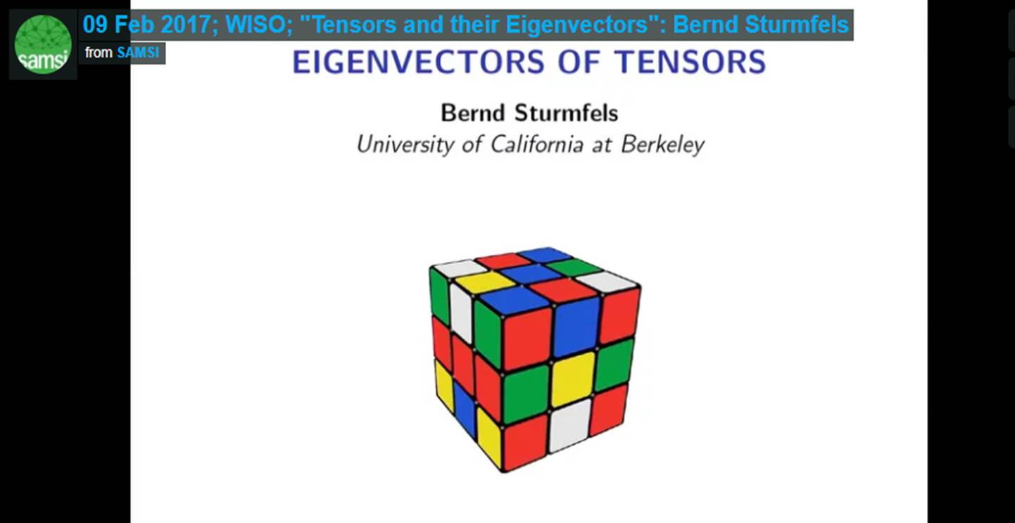 Optimization Program: Workshop on the Interface of Statistics and Optimization (WISO); Bernd Sturmfels-WISO, Tensors and their Eigenvectors Thumbnail