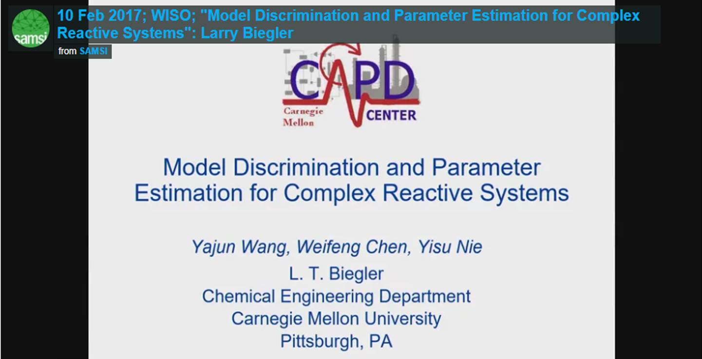 Optimization Program: Workshop on the Interface of Statistics and Optimization (WISO); Larry Biegler-WISO, Model Discrimination and Parameter Estimation for Complex Reactive Systems Thumbnail