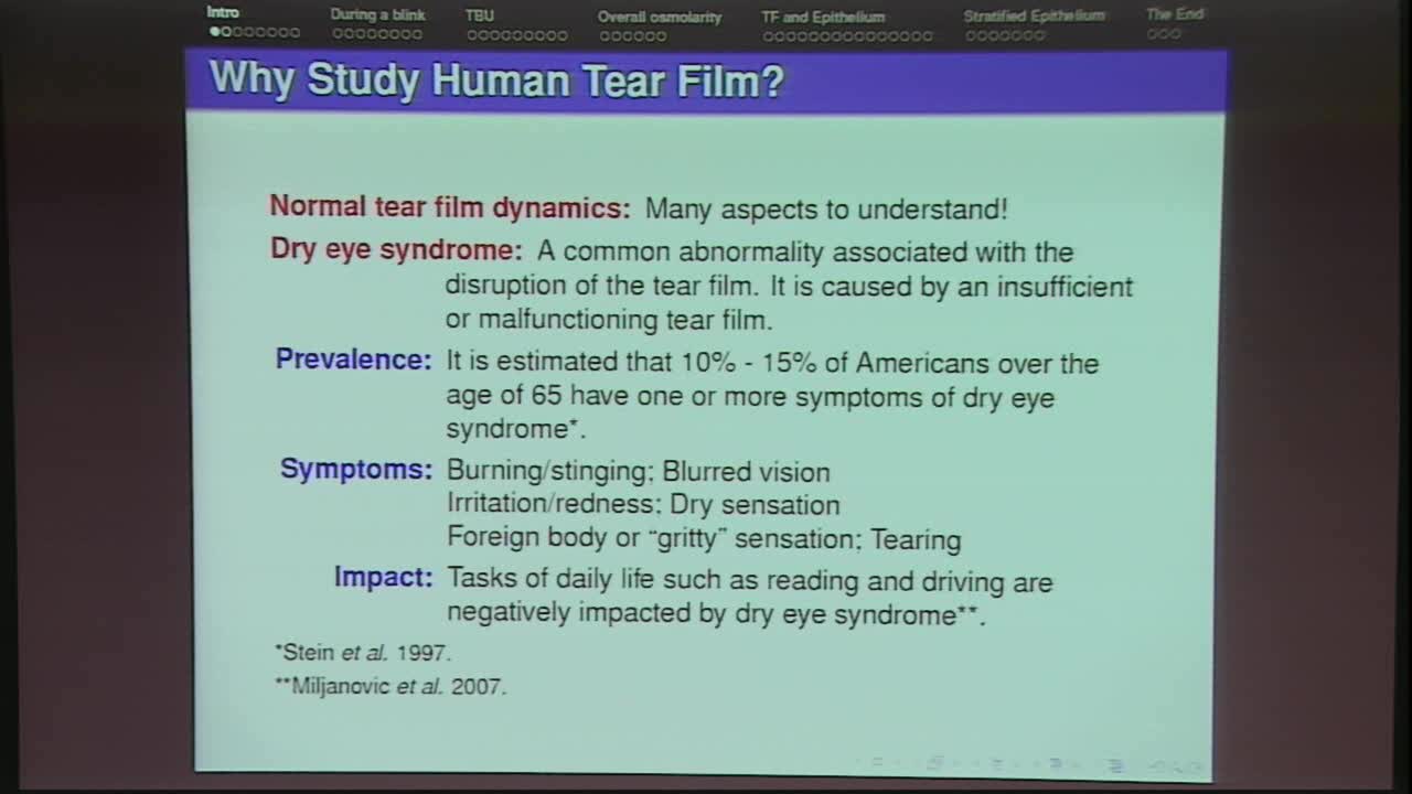 Models for Tear Film and Ocular Epithelium Interaction Thumbnail