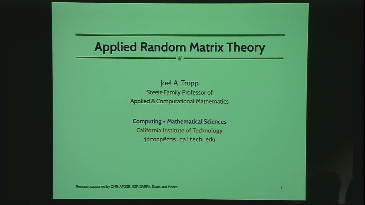 School of Math Ordway Distinguished Lecture: Applied Random Matrix Theory Thumbnail