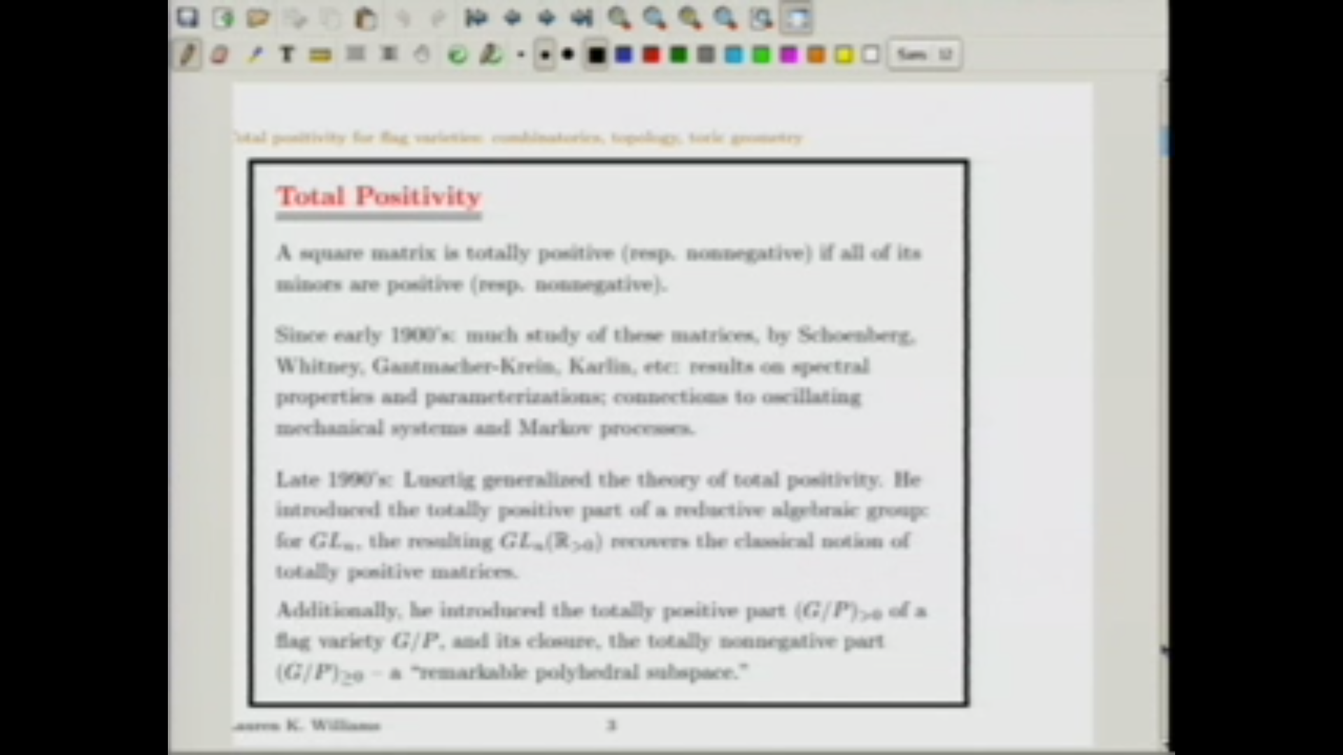 Total positivity for flag varieties: combinatorics, topology, and toric geometry Thumbnail