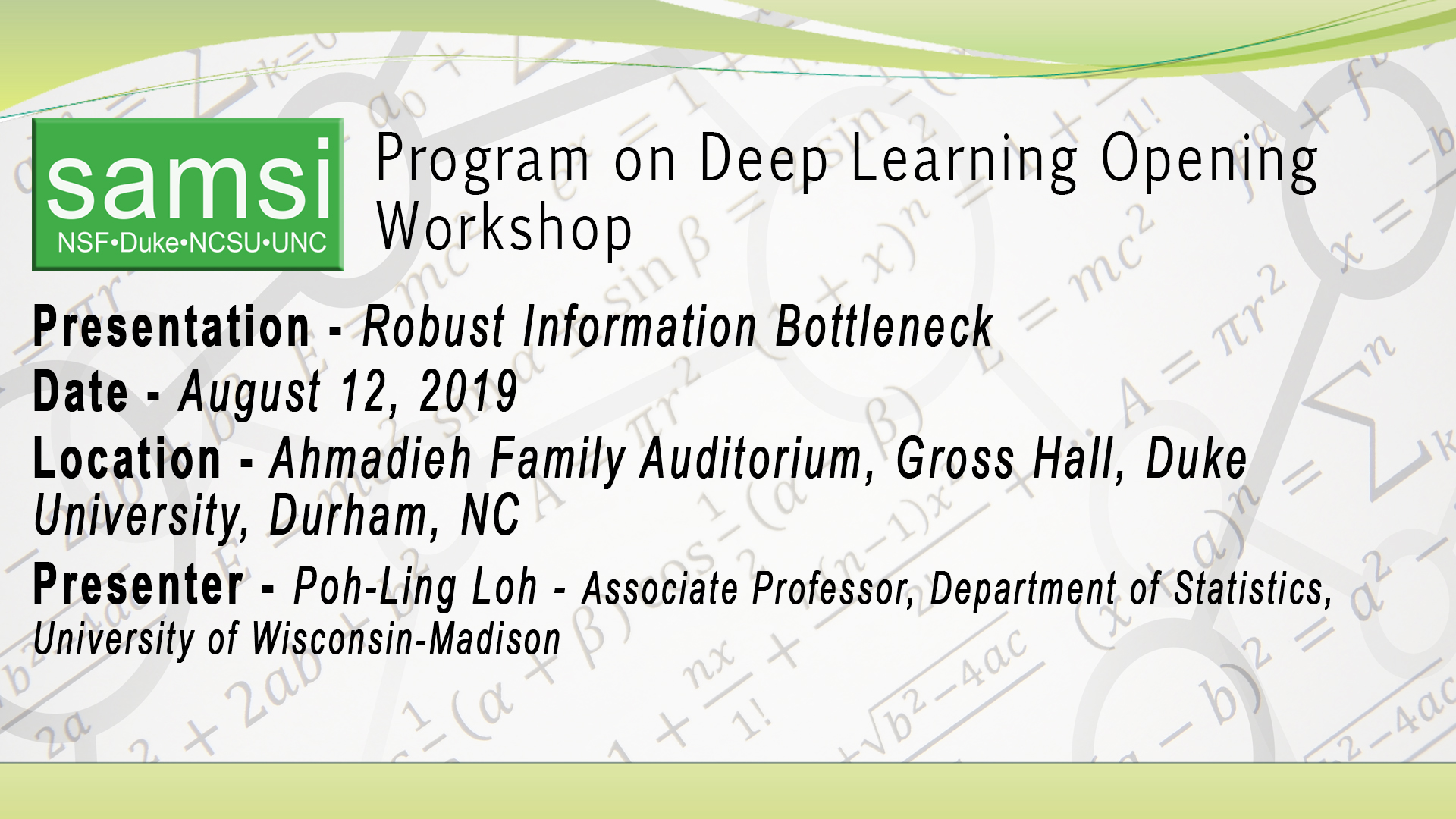 Deep Learning Opening Workshop: Robust Information Bottleneck, Poh-Ling Loh Thumbnail